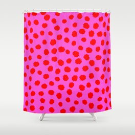 Keep me Wild Animal Print - Pink with Red Spots Shower Curtain
