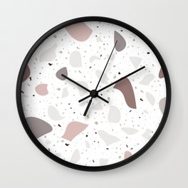 Terrazzo Pattern Design Clay & Pink Wall Clock | Clay, Shapes, Abstract, Pattern, Pink, Illustration, Graphicdesign, Contemporary, Art, Modern 
