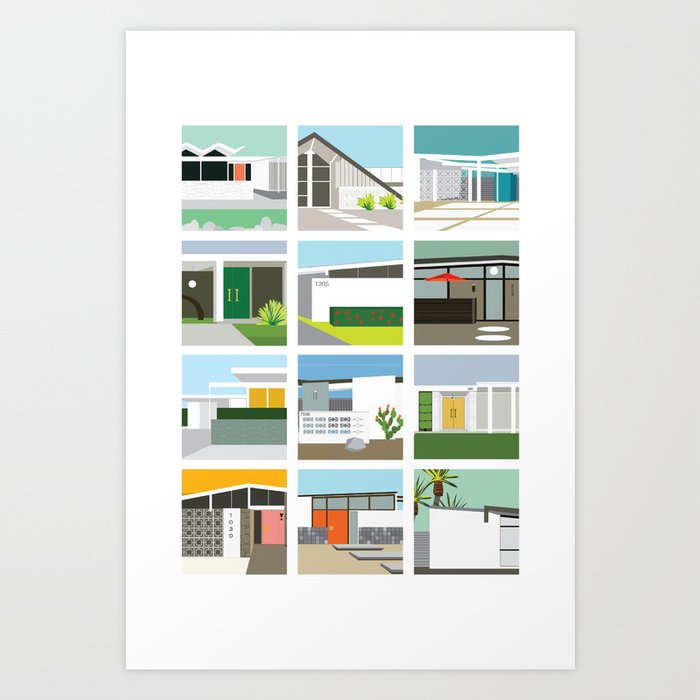 Midcentury Vintage Architecture Inspired by the Palm Springs Desert and Modern California Style Art Print