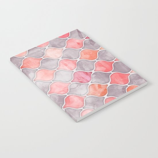 Rhythm of the Seasons - coral pink & grey Notebook