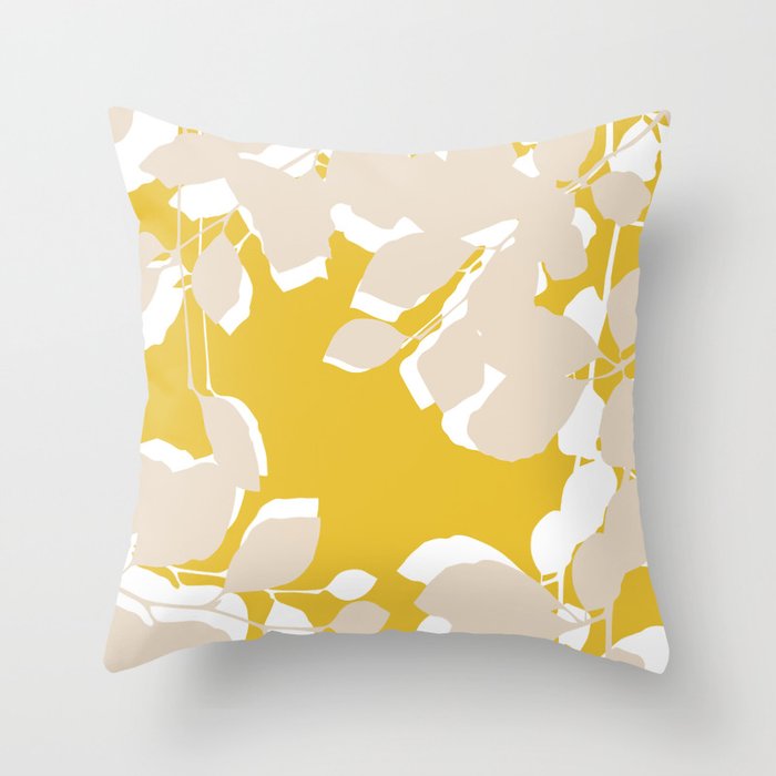 Leave Mustard Yellow Throw Pillow By Aldariartstudio Society6