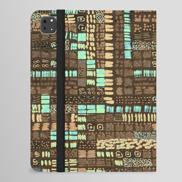 brown and blue ink marks hand-drawn collection iPad Folio Case