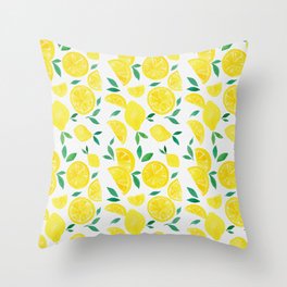 Watercolor lemons Throw Pillow