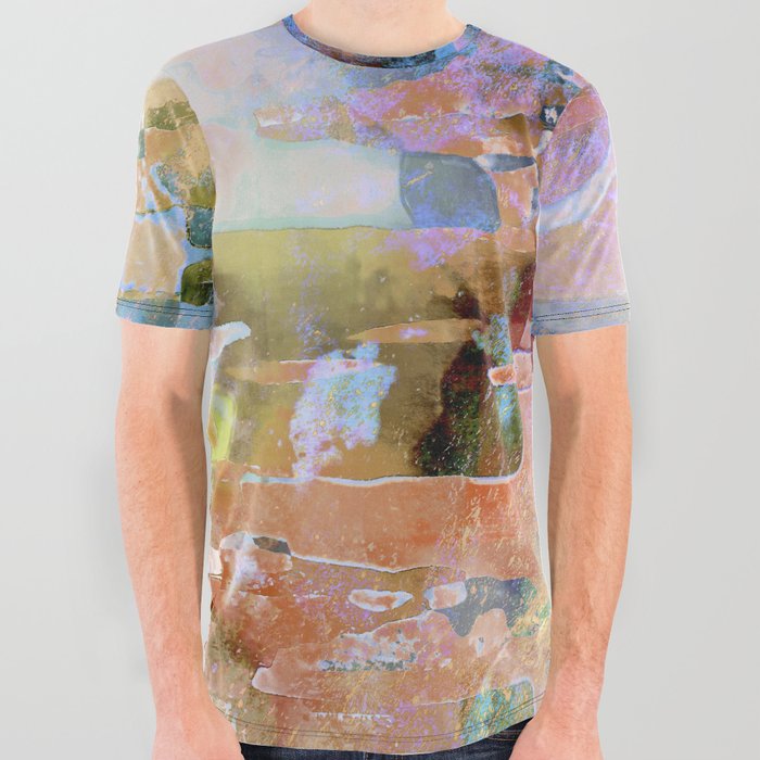 African Dye - Colorful Ink Paint Abstract Ethnic Tribal Art Pastel All Over Graphic Tee