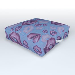 Very Periwinkle Kisses Lips in Shades of Purple Outdoor Floor Cushion