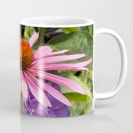 Pink Coneflower framed by Purple & Pink Hydrangea Flowers Digital Photography Custom Art Coffee Mug