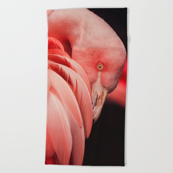Shy Flamingo Beach Towel