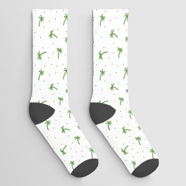 Green Doodle Palm Tree Pattern Socks