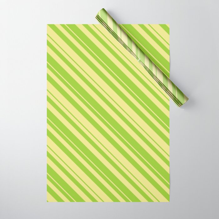 Green and Tan Colored Lined/Striped Pattern Wrapping Paper