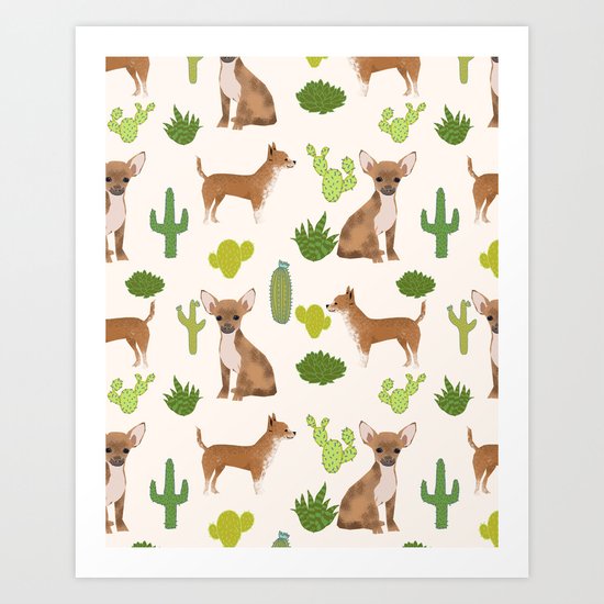 Chihuahua love kids fur baby pet friendly pet portraits dog breed art print cactus decor dog person Art Print