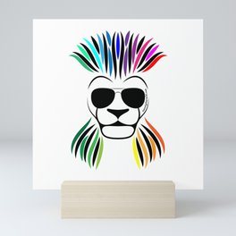 Rainbow Rock Star Mohawk Lion | Twenty Four Wild Mini Art Print