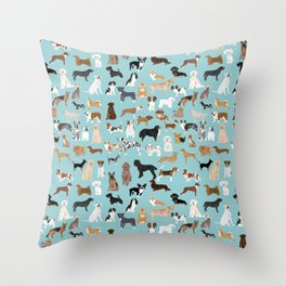 Dogs pattern print must have gifts for dog person mint dog breeds Throw Pillow