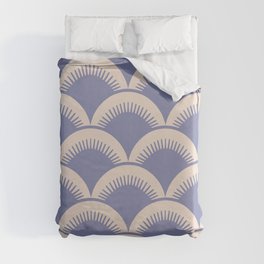 Japanese Fan Pattern Lavender and Beige Duvet Cover