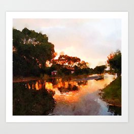 Sunset In The Flood Art Print