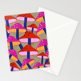 Red and Pink Mushroom print - Amsterdam Market Stationery Cards