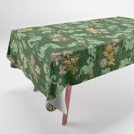 Vintage Distressed Green Floral Tablecloth