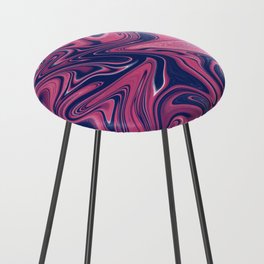 Pink and Navy Fluid Contemporary Design Counter Stool