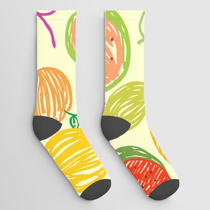 Colorful Fruit Doodle Socks