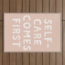 Self-Care Comes First Soft Pink Outdoor Rug