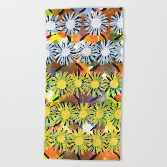 Rainbow Flower Pattern Beach Towel