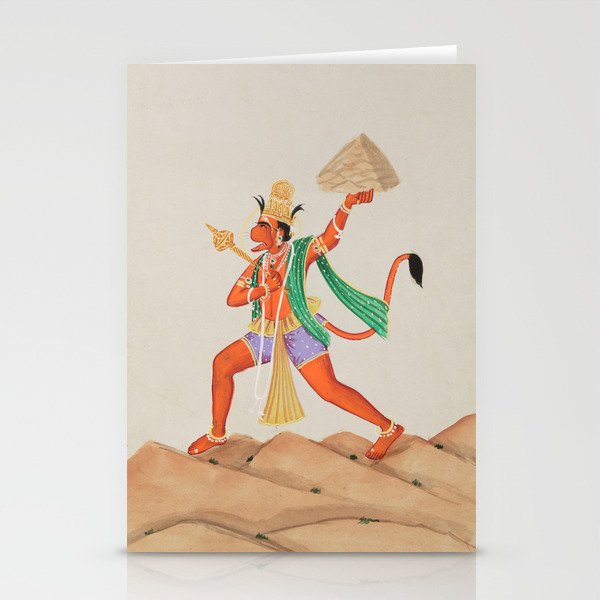 Hanuman Carrying Mountain Hindu Painting Stationery Cards