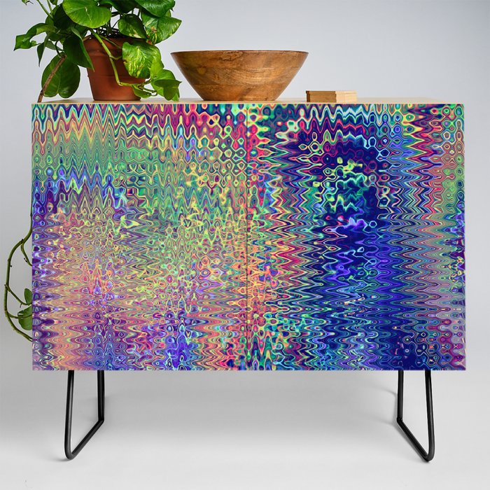 Colorful Abstract Zigzag Pattern Credenza