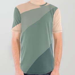 blurry greenish mountains All Over Graphic Tee
