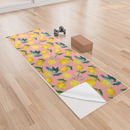 Summer, citrus ,Sicilian style ,lemon fruit pattern  Yoga Towel