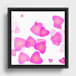 Neon gradient pink hearts Framed Canvas