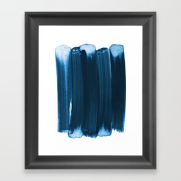 Indigo Blue Minimalist Abstract Brushstrokes Framed Art Print