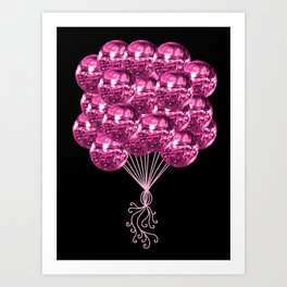 Pretty Pink Music Disco Ball Balloons Art Print