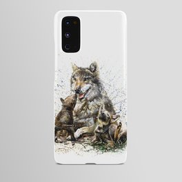 Good Morning wolf family watercolor Android Case