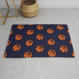 Blue Basketball Lover Sports Fan Print Pattern Area & Throw Rug