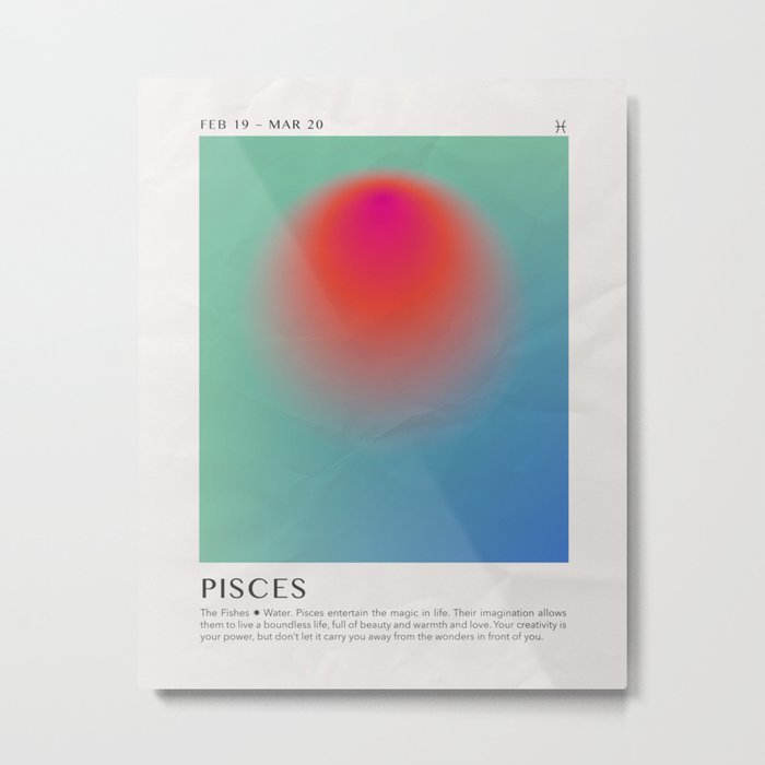 Pisces Astrology Zodiac Aura Gradient Art Print Metal Print