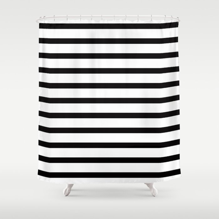 Black Stripe Pattern Shower Curtain by directgifts | Society6