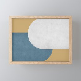 Halfmoon Colorblock - White Blue on Gold Framed Mini Art Print