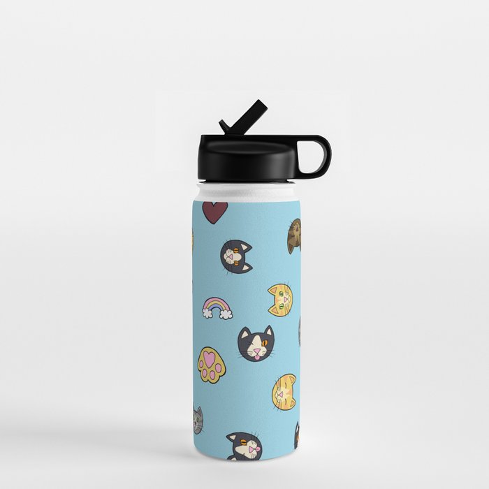 EnvyArt Cat Better Life 18 oz Water Bottle With Straw Lid - Society6