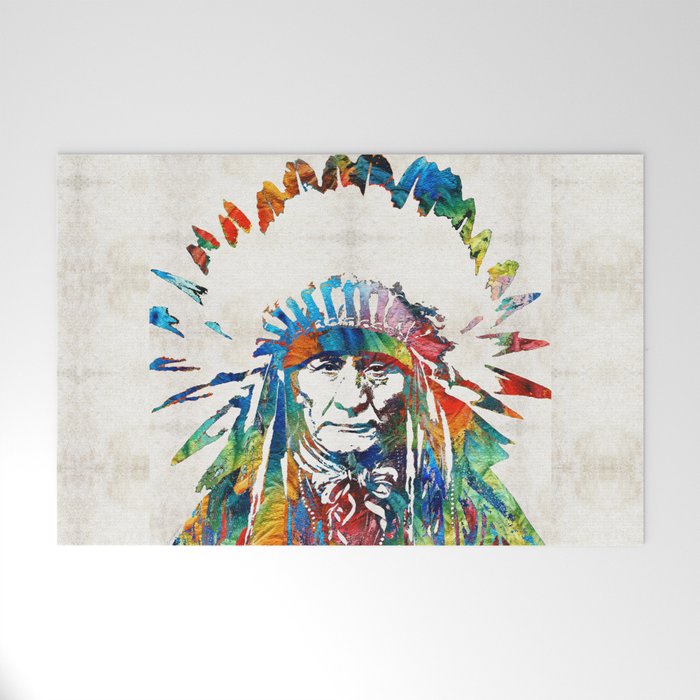 Native American Art - Chief - By Sharon Cummings Welcome Mat