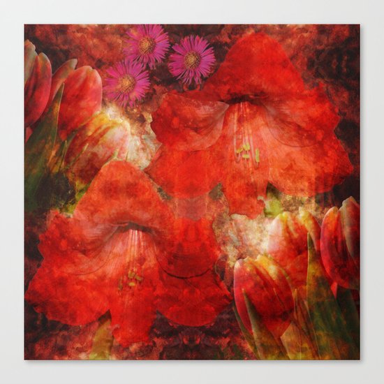 Floral impressionism in passionated red Canvas Print