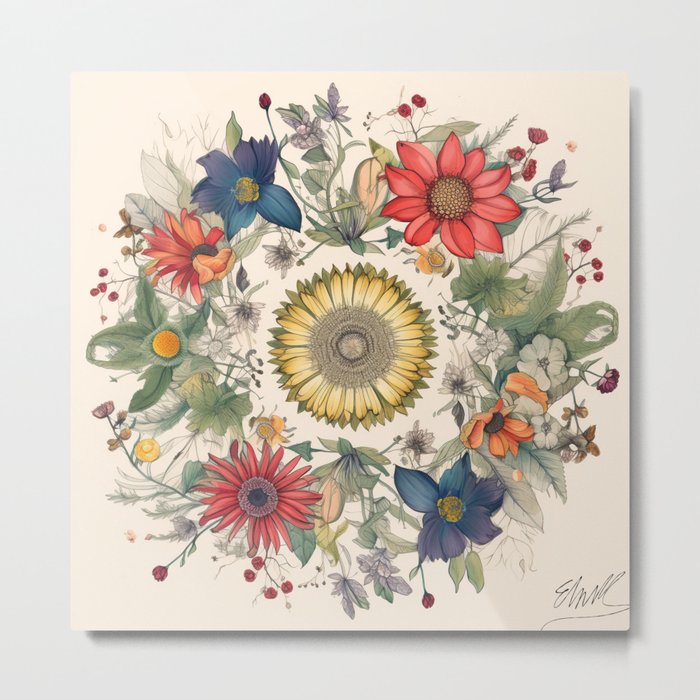 Mandala Botanica wall art Metal Print