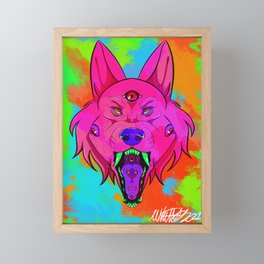 Crazy Pink Wolf Framed Mini Art Print