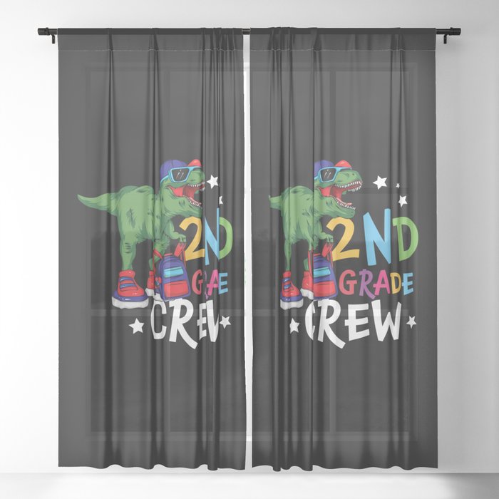 2nd Grade Crew Student Dinosaur Sheer Curtain