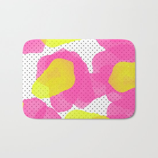 Sarah's Flowers - Abstract Watercolor on Polka Dots Bath Mat