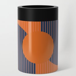 Abstract Shapes 255 in Navy Blue and Orange Can Cooler