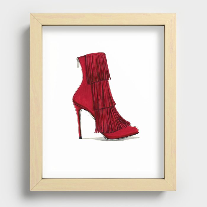Red Fringe Ankle Boot Recessed Framed Print