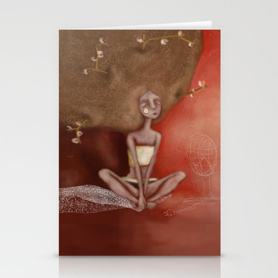Tree girl Stationery Cards