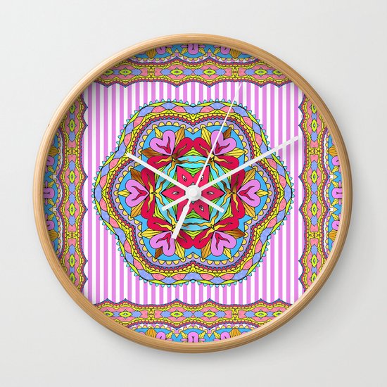 Mix&Match; Pretty Pink Mandala Meditation pillow 03 Wall Clock
