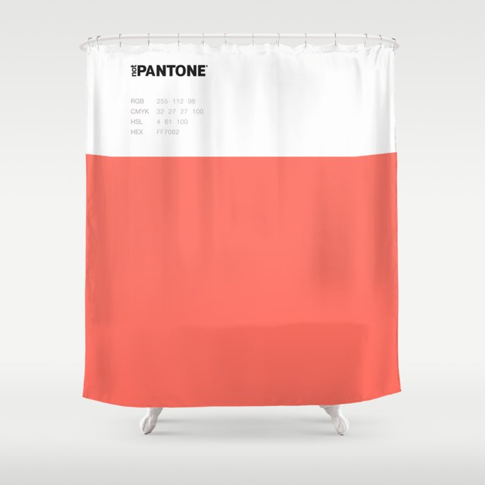 Not Pantone Collection #FF7062 Living Coral Shower Curtain