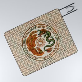 Phoenix and Dragon with bagua #3 Picnic Blanket