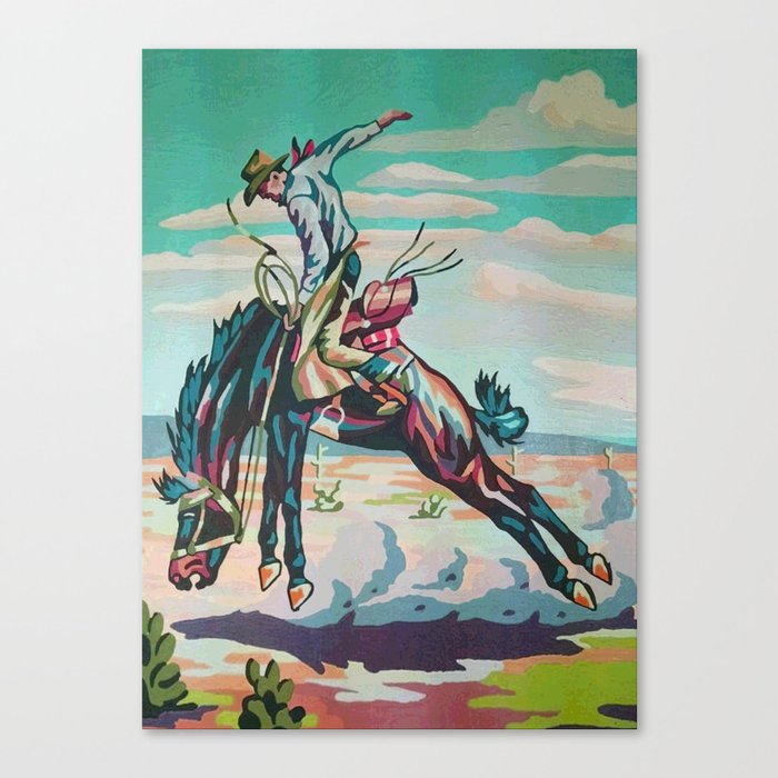 Retro Rodeo Cowboy Canvas Print